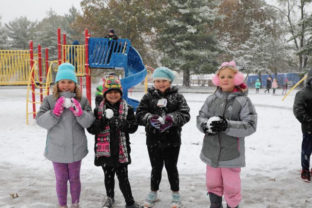 Students Playing in the Snow