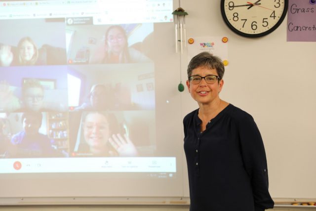 2021 PHM Elementary Teacher of the Year Mrs. Kathy Shreiner with her virtual students