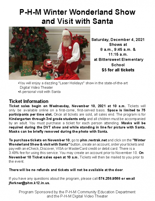 Winter Wonderland Show & Visit with Santa Flyer 12.4.21