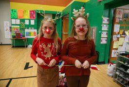 Girls dressed like reindeer