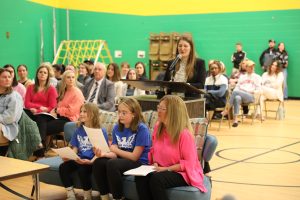 Elm Road Principal Madelyn Beers presents to the School Board