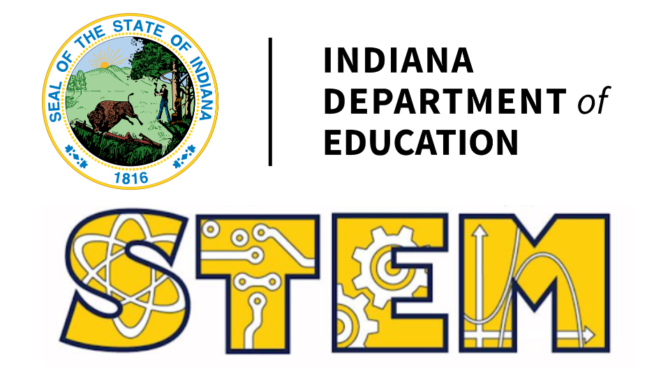 Indiana department of education logo on a sign for stem.