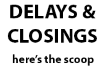 Sign announcing delays & closings of a business".
